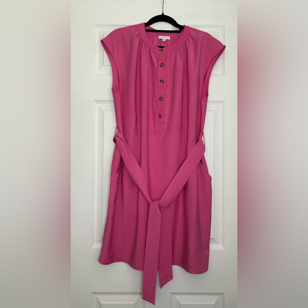 Sleeveless Pink Midi Dress with Tie Waist